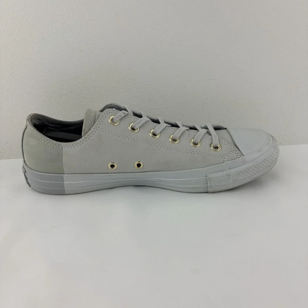 Converse Chuck Taylor All Star Gray Leather Low Top Shoes Women's 10 Men 8